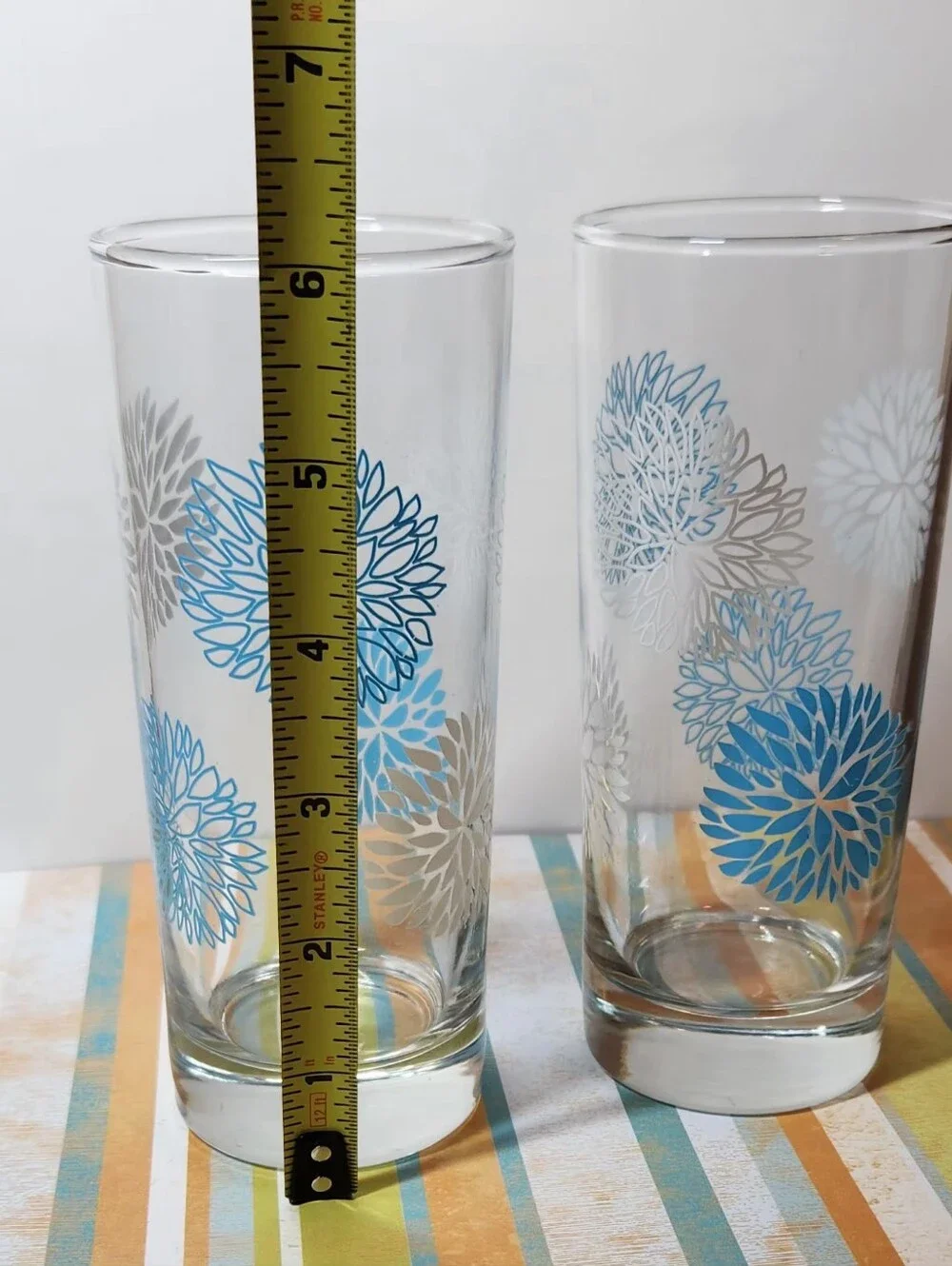 Vintage 1970's IKEA Atomic Sunburst Tom Collins Glasses Highball Tumblers
